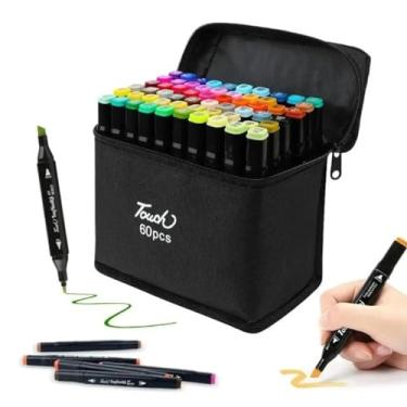 Imagem de Kit Canetinhas 60 Cores Touch + Livro Capa Dura Colorir