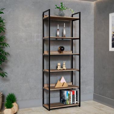 Imagem de Estante Industrial UrbnFlex Preta e Mel 190 cm