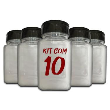 Imagem de Pote Tempero Kit 10 Potes+24 Etiquetas Adesivas Transparente