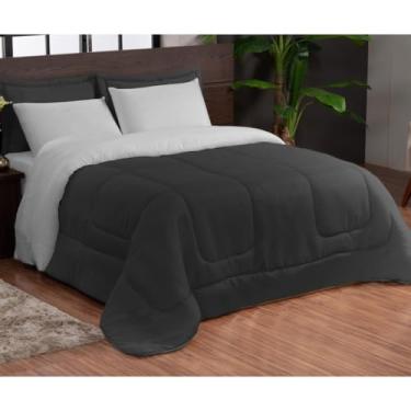 Imagem de Kit Edredom Casal 3 Peças Dupla Face com Fronhas – Macio e Econômico para o Frio(love preto cinza)