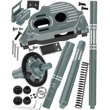 Imagem de RCYouHott RC Upgrades Part for 1/10 Senton/Vorteks/Big Rock/Granite 223S/Mega 665,1/8 Typhon 223S/Mega 665,RC Center Gearbox Case/57T Center Differential w/Pinions/Center Slider Driveshaft,Titanium