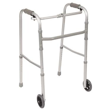 Imagem de Andador dobrável de liberação única ajustável PCP com rodas, Grey (With Wheels), Adult (Single Release)