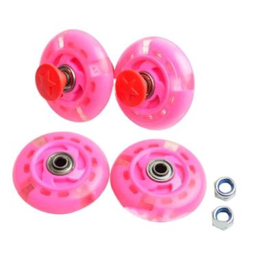 Imagem de UGPLM Peças de reposição criativas profissionais para serviços pesados ​​Roda giratória de PU sólida Roda sólida para carrinho de praia Carrinho de praia, Rosa