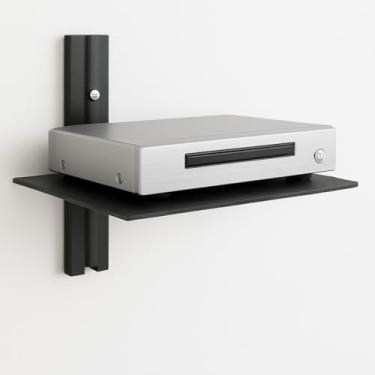 Imagem de FEBTECH - Prateleira flutuante para projetor – Prateleiras de centro de entretenimento de parede – Prateleiras flutuantes para TV, DVD players, consoles de jogos, caixas de cabo, acessórios de TV, preta