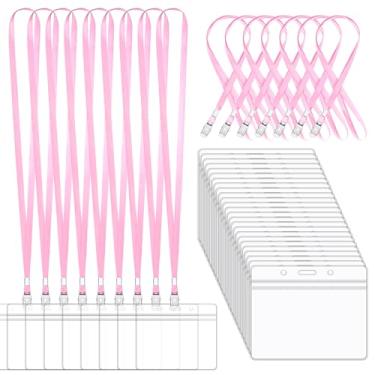 Imagem de Cordão com suporte de identificação – Pacote com 50 etiquetas de nome Korty 4 x 3 crachás com cordões para trabalho, escola, eventos - fácil de usar, conjunto a granel para funcionários, estudantes