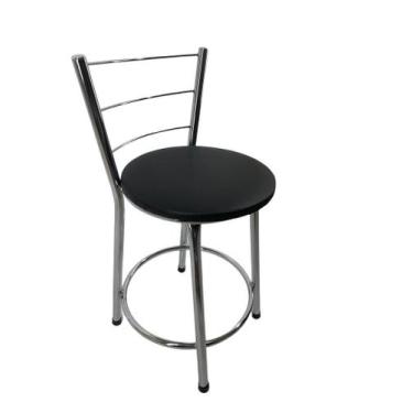 Imagem de Banqueta Banco Baixa Encosto Bar Balcão Cozinha Cromada - FortMix, Pre
