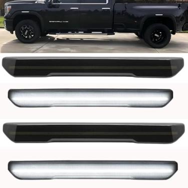 Imagem de Jinfili Luzes de LED laterais de reposição para Sierra 2020-2024 2500 HD 3500 HD 3500 HD luz de para-choque de caminhonete luz branca com lente fumê frontal e traseira