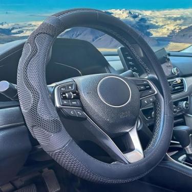 Imagem de WQMXILI Capa de volante para Toyota Camry Corolla Rav4 Highlander Sienna Avalon Land Cruiser Yaris Hybrid XSE LE XLE TRD Acessórios de carro cruzados, couro 2025 37-38 cm