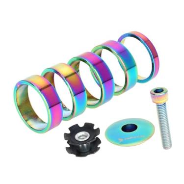 Imagem de Deevoka 5x Espaçadores de Garfo de Bicicleta Arruelas de Haste Dianteira de Bicicleta Parafuso de Porca Estrela de 28,6mm Ajustador de Altura Haste Dianteira