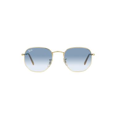 Imagem de Óculos de Sol Ray-Ban Hexagonal 0RB3548 001/3F Tam 51 / Ouro - Lentes Azul Gradiente