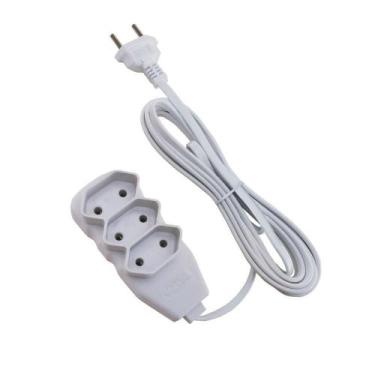 Imagem de Extensão Slim 3 Tomadas Bipolar Bivolt 5 Metros Branco - Force Line