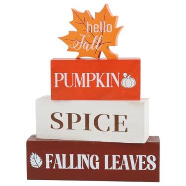 Imagem de 4 peças decoração de mesa de madeira outono bandeja em camadas decoração rústica placa de madeira bloco folha de bordo presente dia de ação de graças abóbora mesa centro de mesa madeira fazenda