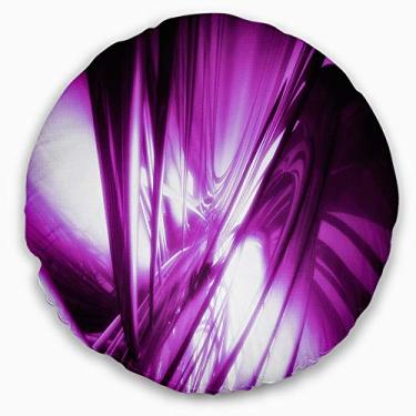 Imagem de Design Arte 3D Roxa Fractal Abstrata Sala de Estar Redonda, Sofá, Travesseiro + Capa de Almofada Impressa em ambos os lados 40 cm