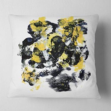 Imagem de Designart Fractal Golden Black Structure' manta contemporânea sala de estar, sofá, enchimento de almofada de alta qualidade + capa de almofada impressa em ambos os lados 40,64 cm x 40,64 cm