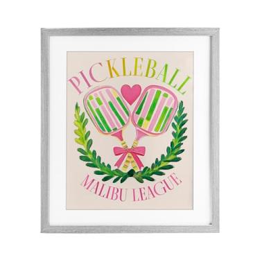 Imagem de Stupell Industries Impressão emoldurada cinza Pickleball Malibu League Under Glass por Jess Stempel, 40,6 x 33,5 cm