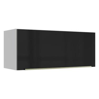 Imagem de Armário Aéreo Madesa Lux 80 cm 1 Porta Basculante - Branco/Preto