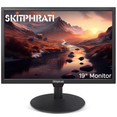 Imagem de SKitphrati Monitor de PC HD de 19 polegadas (1440 x 900), monitor de computador com portas USB HDMI VGA AV BNC, 60Hz, 5Ms, VESA, alto-falantes embutidos, tela de LED para laptops e desktops