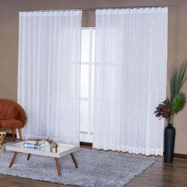 Imagem de Cortina Voil Flamê Gaze De Linho 4,00m X 2,50m Trilho Suiço De Luxo (Palha)