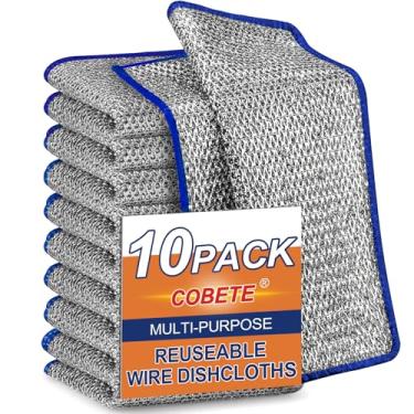 Imagem de COBETE Pano de prato sem arranhões, panos de lavar louça de arame de camada dupla para molhado e seco, toalhas de limpeza milagrosas e panos de prato multiuso para lavar pratos, panelas, pias, fogão