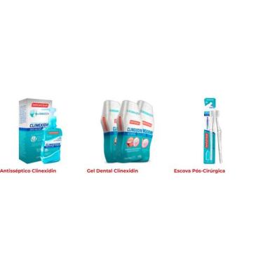 Imagem de KIT POS CIRURGIA CLINExDIN ENXAGUANTE+ESCOVA+GEL BUCAL - Dental Cean