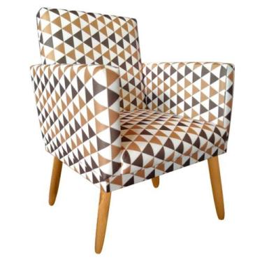 Imagem de Poltrona Decorativa Nina Cr suede triangulo marrom leitura - JBF