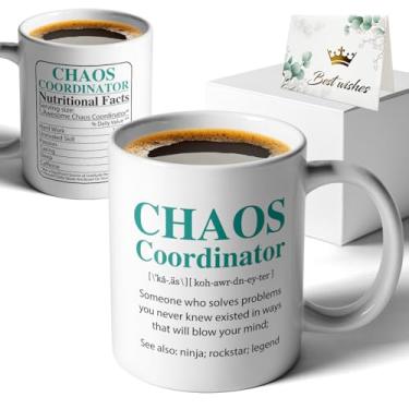 Imagem de XKZGSZB Chaos Coordinator Caneca de café de cerâmica engraçada dupla face para escritório, casa, presentes para pai, mãe, amigo, professor, médico, líder, colega, chefe, manjedoura, escritório