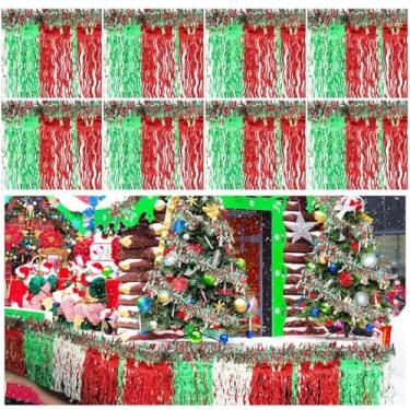 Imagem de Crowye Conjunto de 20 peças de decorações flutuantes para desfile de Natal inclui 8 peças de saia de mesa com franjas de 2,7 x 0,8 m e 12 peças de guirlanda de borla metálica brilhante de 2 m para