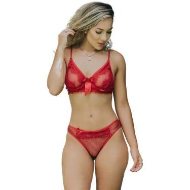 Imagem de Conjunto Lingerie Tule Sutia Sem Bojo Langerie Sexy Sensual - Sou Gata