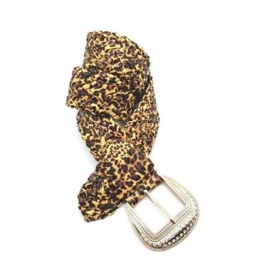 Imagem de Cinto feminino trançado oncinha vegano fivela strass 3659to - Barão do