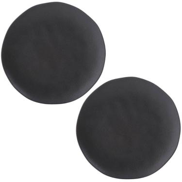 Imagem de Jogo 2 Pratos Rasos Cerâmica 26,5cm Orgânico Preto Matte Porto Brasil Mesa Posta Jantar Almoço