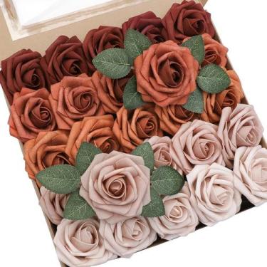 Imagem de Flores artificiais Floroom Terracotta Ombre Foam Roses x25