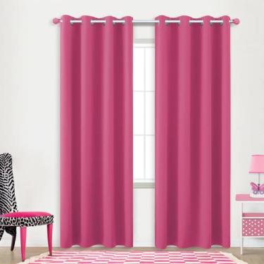 Imagem de Cortinas KOUFALL Hot Pink Blackout 213 cm x 213 cm para meninas