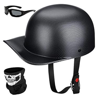 Imagem de Yesmotor Capacete de motocicleta de beisebol meia touca para bicicleta Cruiser Chopper Moped Scooter - Aprovado por pontos (fibra de carbono, 2GG)