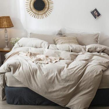 Imagem de Conjunto de capa de edredom MooMee Bedding 100% algodão lavado e linho