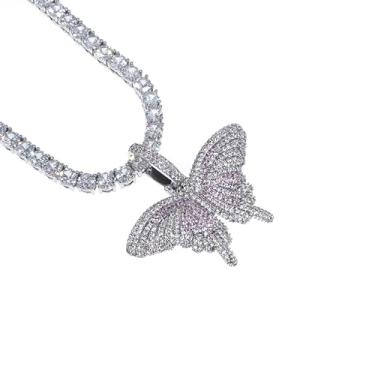 Imagem de WIC Colar de zircônia de liga de cobre colorido borboleta pingente de presente masculino e feminino branco rosa - PLUS