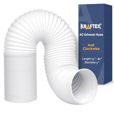 Imagem de Mangueira de ar condicionado saída de exaustão portátil, rosca anti-horário com 12,7 cm de diâmetro e comprimento de até 203 cm. Compatível com LG, Delonghi e outros condicionadores de ar portáteis para economizar energia