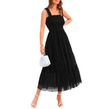 Imagem de Vestido feminino BTFBM 2025, sem mangas, gola quadrada, preto