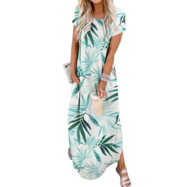 Imagem de Vestido maxi Jeqeocafy feminino, verão de 2025, gola redonda, manga cu