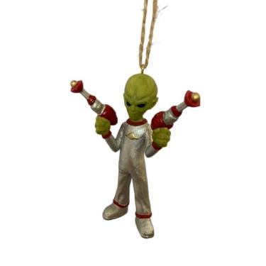 Imagem de Enfeite de árvore de Natal Bella Haus Christmas Shoppe Alien Double Ray Guns | Estatueta engraçada de ficção científica de 9,5 cm