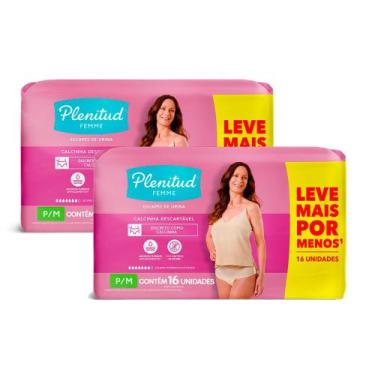 Imagem de Kit 2 Roupa Íntima Plenitud Femme Tamanho P/M 16 Unidades
