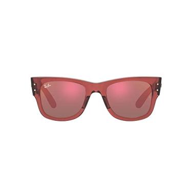 Imagem de Ray-Ban Óculos de sol quadrados Mega Wayfarer RB0840s, Rosa transparente/marrom espelhado vermelho escuro, 51 mm