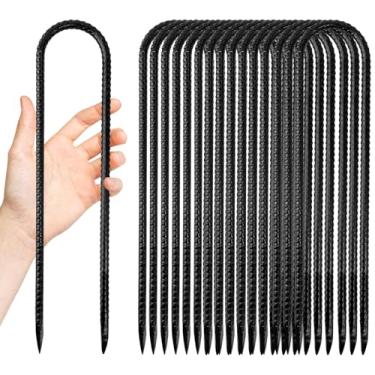 Imagem de Anothera Pacote com 16 estacas de trampolim resistentes, âncoras de 30 cm, estacas de barraca de vento alto, estacas à prova de ferrugem em forma de U para barracas de acampamento, infláveis, cercas