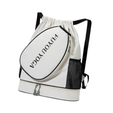 Imagem de Baoblaze Bolsa de tênis Bolsa de raquete de badminton Mochila de tênis Mochila grande capacidade Bolso lateral portátil Academia Duffel para jogadores de, Branco