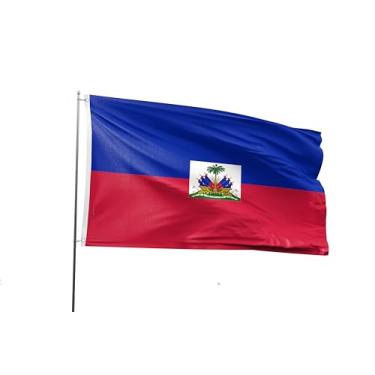 Imagem de Bandeira do Haiti 9,5 x 1,5 m Bandeira nacional haitiana impressa em poliéster da América Latina com 2 ilhós para festival temático haitiano evento desfile festa herança decoração do mês hispânico