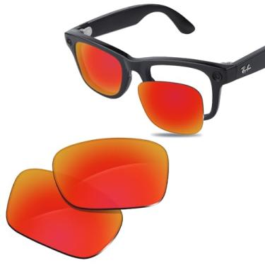 Imagem de Glintbay Lentes de óculos de sol de substituição 100% precisas para Ray-Ban Meta Wayfarer RW4006 50 mm - Espelhado vermelho fogo polarizado