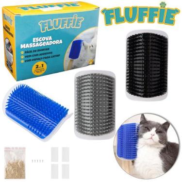 Imagem de Escova massageador e tira pelo de parede para gato com catnip cores va