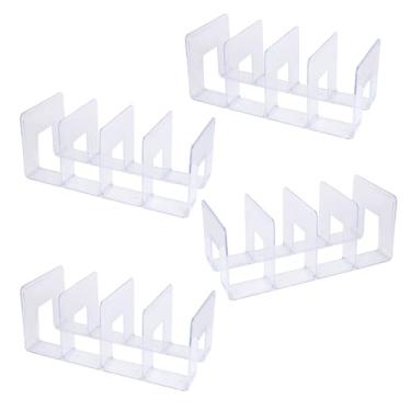Imagem de Suporte de 4 peças, classificador de arquivos de mesa de acrílico transparente, tamanho 32 x 14,3 x 13,3 cm, pasta divisória de malha para quarto, escritório, sala de estar