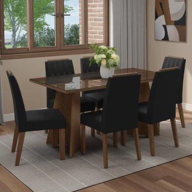 Imagem de Conjunto Sala de Jantar Tampo de Vidro 6 Cadeiras Rustic/Oxford Sintra