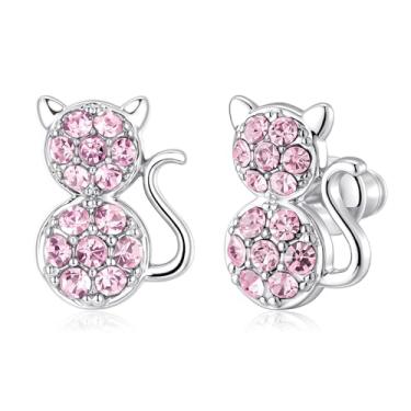 Imagem de Spefavo Lindos brincos de gato fofos hipoalergênicos, amantes de gatos, meninas, crianças, aniversário, Páscoa, Natal, Dia dos Namorados, presente para avó, mãe e neta, filha, MINI, Aço inoxidável