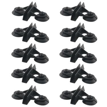 Imagem de SJZBIN 10 peças de clipes de separador de aquário pretos para isolamento de aquário clipes de ventosa de silicone clipes de plástico 7,5 x 5 cm para proteger painéis de malha de suporte de vidro